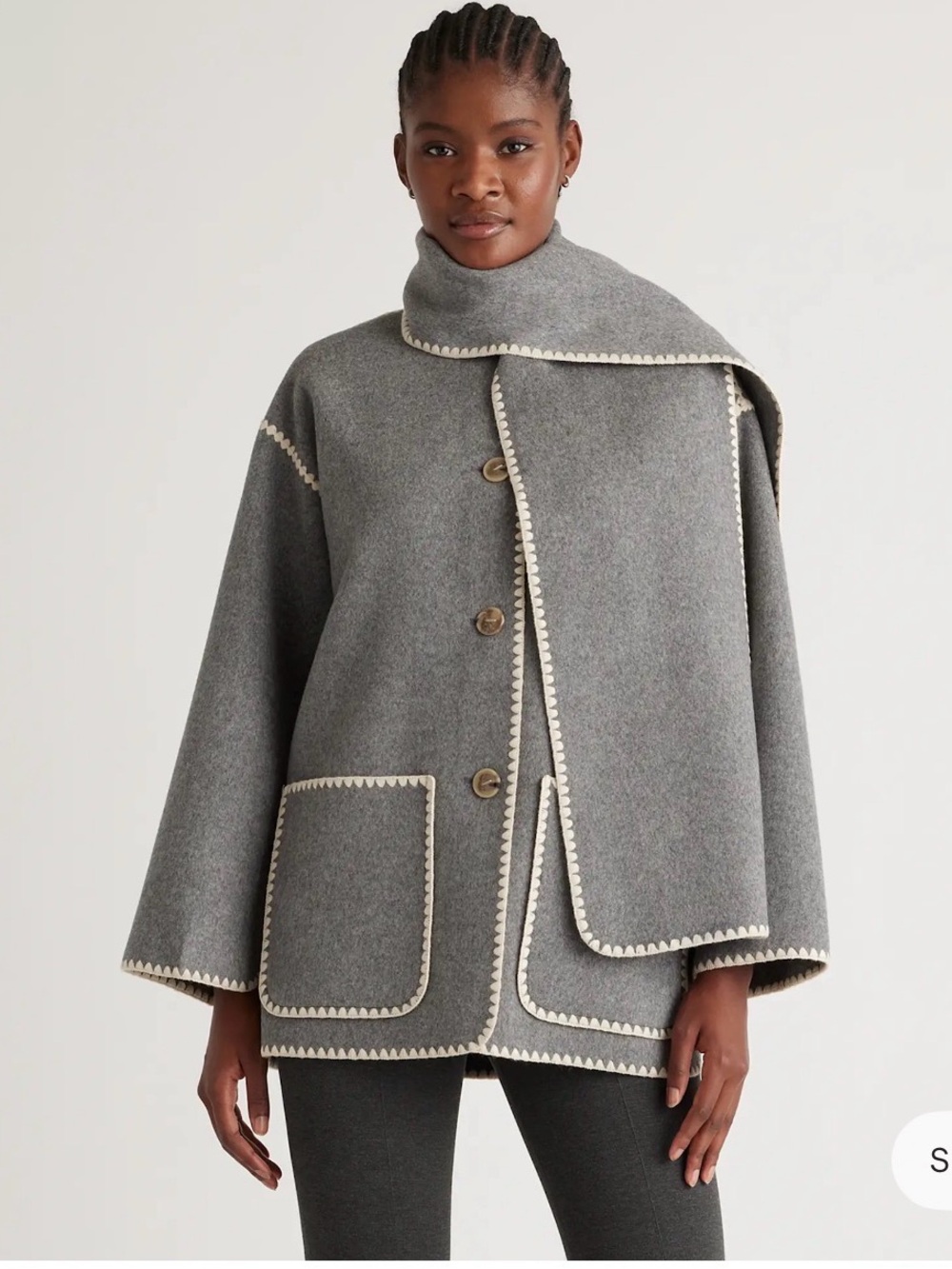 Quince Double-Faced Merino Wool Scarf Coat